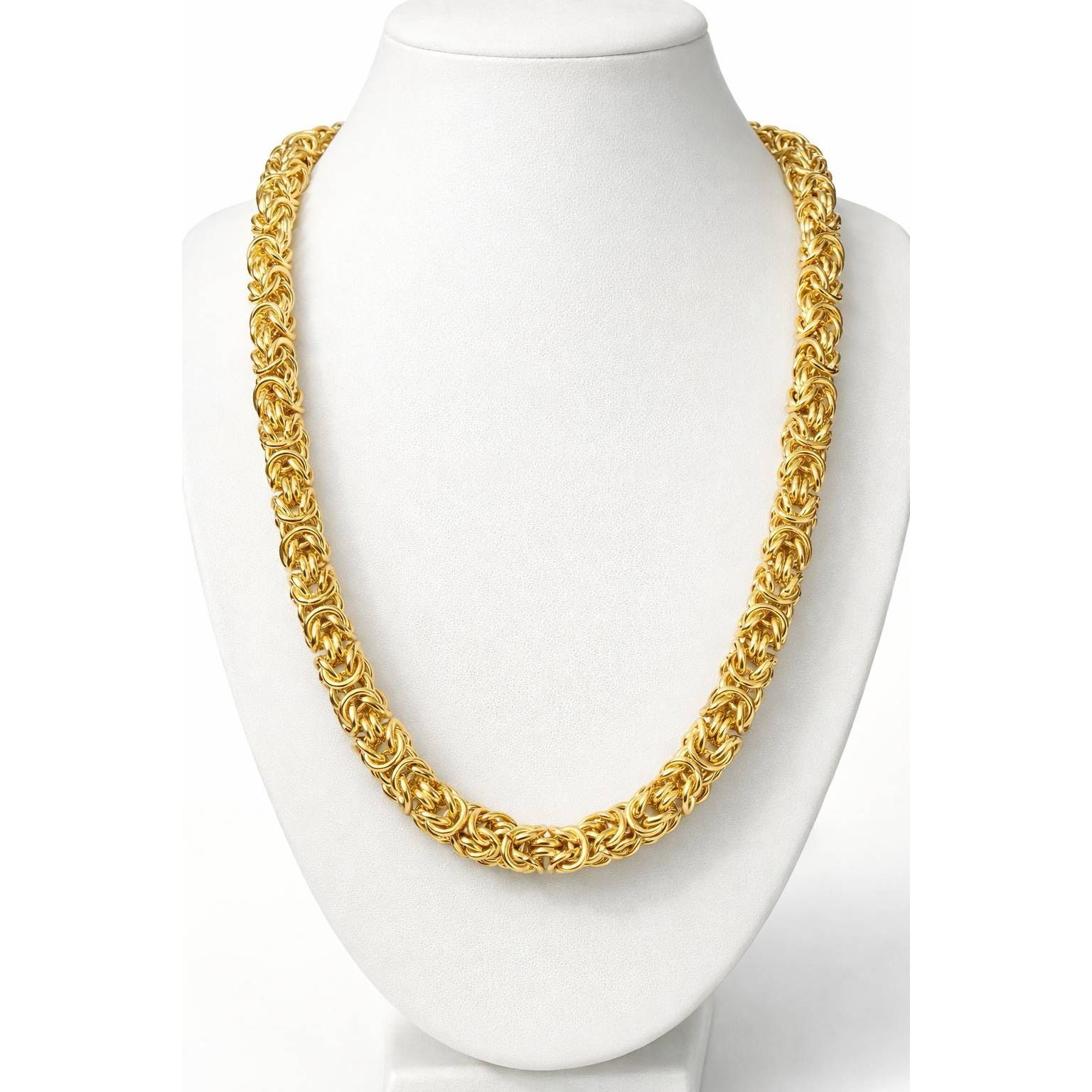 7mm Gold Byzantine Chain Necklace Intricate Woven Links Classic Style 18â New